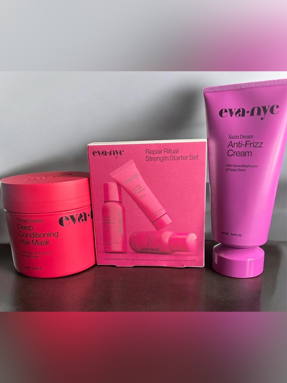Eva-nyc Satin Anti-Frizz Cream, Deep Conditioning Mask & Repair Set